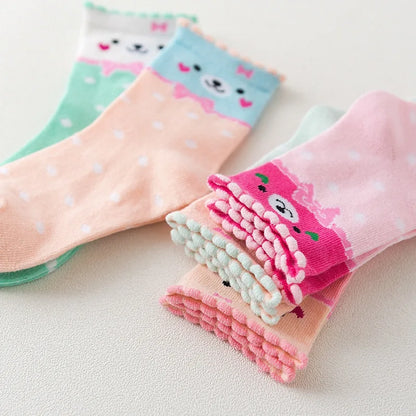 5 Pairs Baby Boy Girl Socks for 1-3 Years Toddler Autumn Winter Casual Elastic Cotton Socks Fashion Cartoon Clothing Accessories
