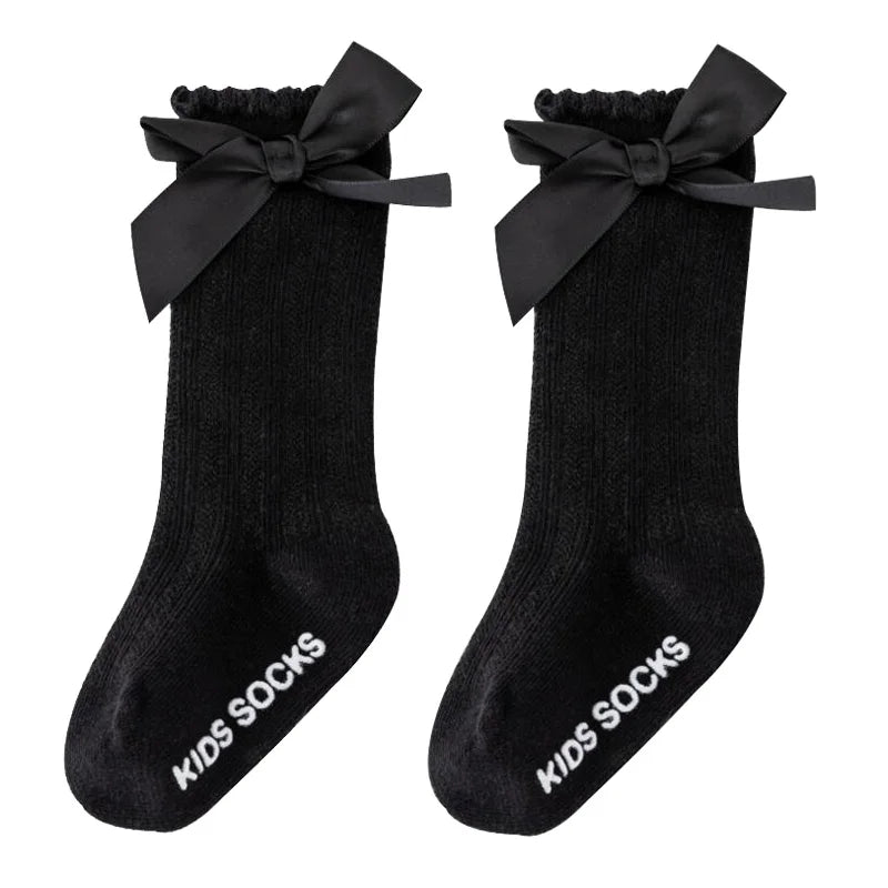 Knee High Baby Girl Socks Anti slip for Newborn Infant Toddler Bowknot Non-slip Long High Tall Cotton Blank Accessories 0-3 Year