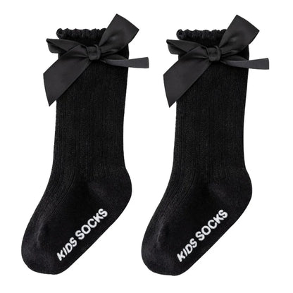 Knee High Baby Girl Socks Anti slip for Newborn Infant Toddler Bowknot Non-slip Long High Tall Cotton Blank Accessories 0-3 Year