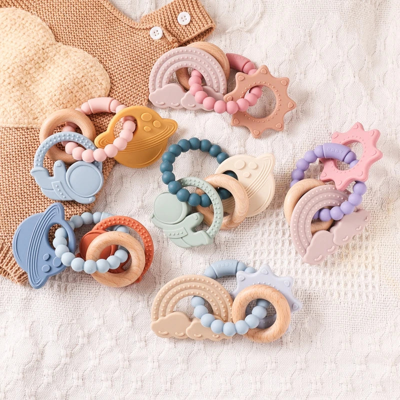 Baby Silicone Bracelet Teether Toys BPA Free Silicone Celestial Nursing Teething Toys Food Grade Silicone Newborn Toys Gift