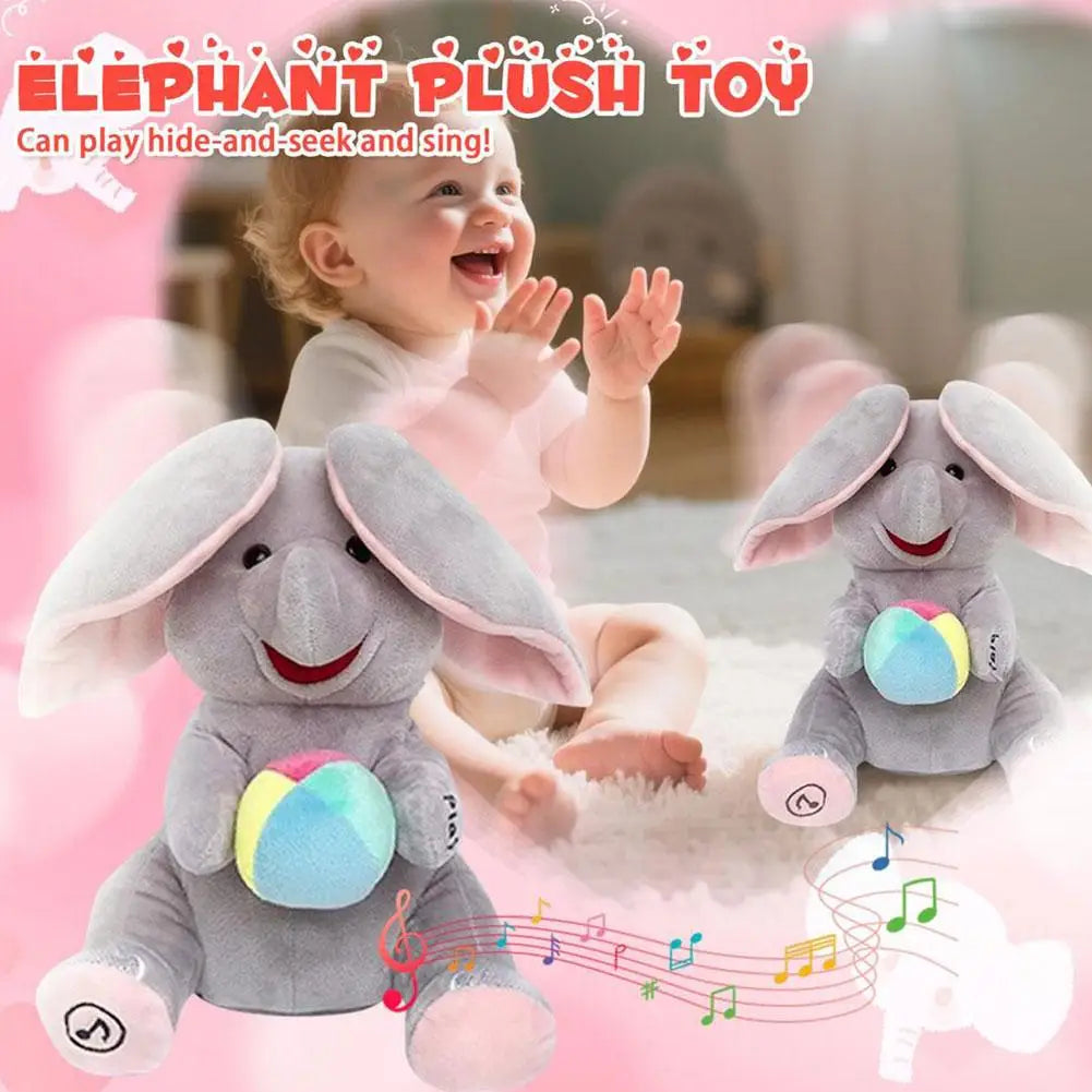 Hide-and-seek Elephant Plush Toy Flapping Ears With Cheerful Songs Elephant Soft Soothing New Born Gift For 3-12 Months