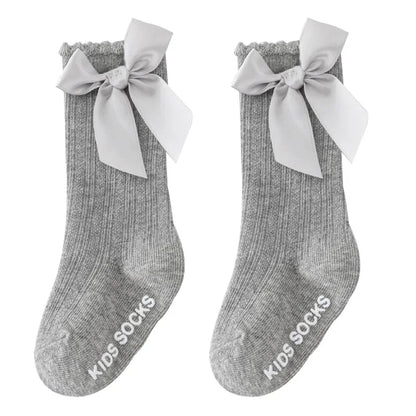 Knee High Baby Girl Socks Anti slip for Newborn Infant Toddler Bowknot Non-slip Long High Tall Cotton Blank Accessories 0-3 Year