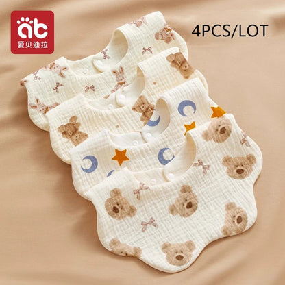 AIBEDILA 4pcs Baby Bandana Bibs Soft Skin-friendly Saliva Burp Cloths Breathable Feeding Bibs for Newborn Infant Toddler  ﻿