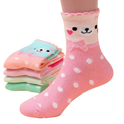 5 Pairs Baby Boy Girl Socks for 1-3 Years Toddler Autumn Winter Casual Elastic Cotton Socks Fashion Cartoon Clothing Accessories