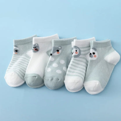 5Pairs/lot Infant Baby Socks For Girls Boys Summer Mesh Thin Baby Socks Cotton Casual Print Newborn Toddler Boy Sock 0-24Month