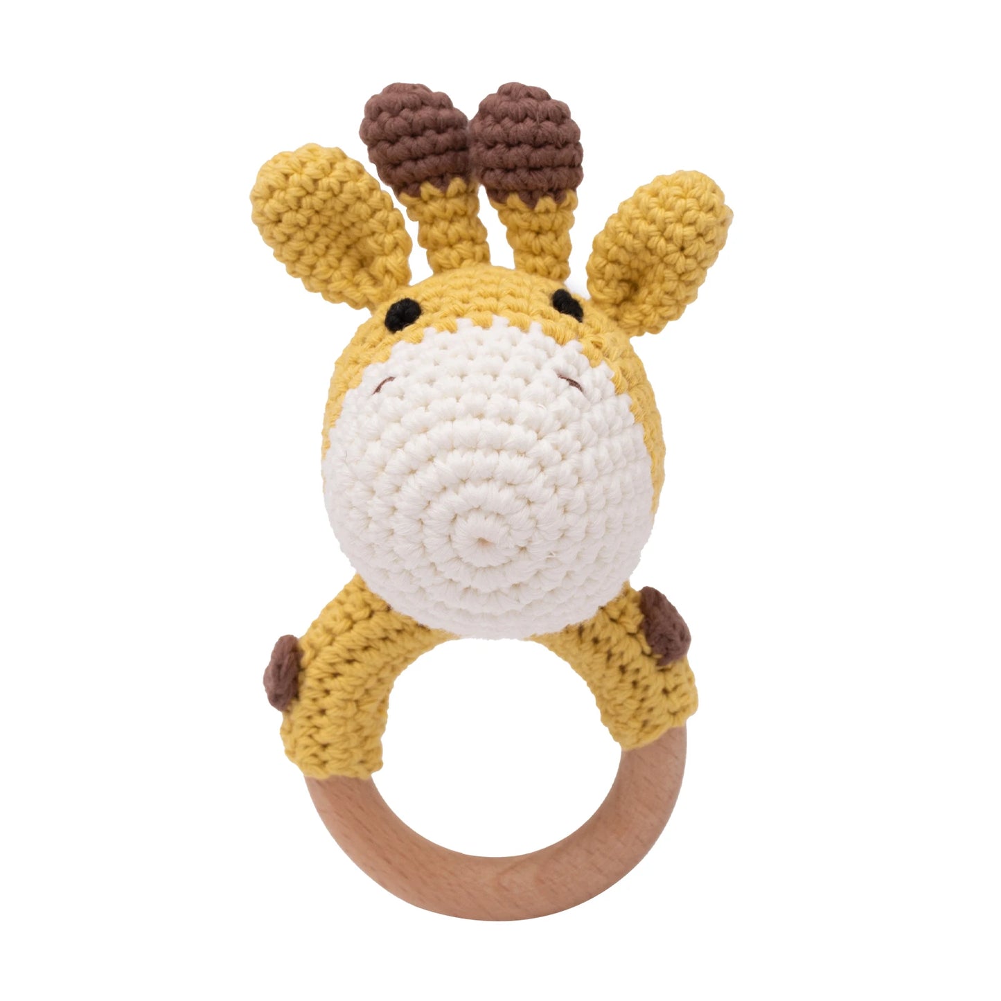 1pc Baby Teether Music Rattles for Kids Animal Crochet Rattle Elephant Giraffe Ring Wooden Babies Gym Montessori Children's Toys