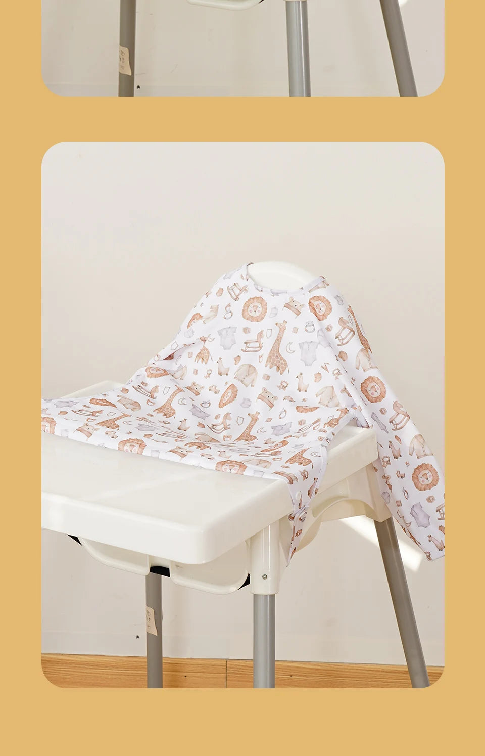 Elinfant Waterproof Baby Feeding Bibs, Cute Design Long Sleeve Mess-proof Apron Bibs