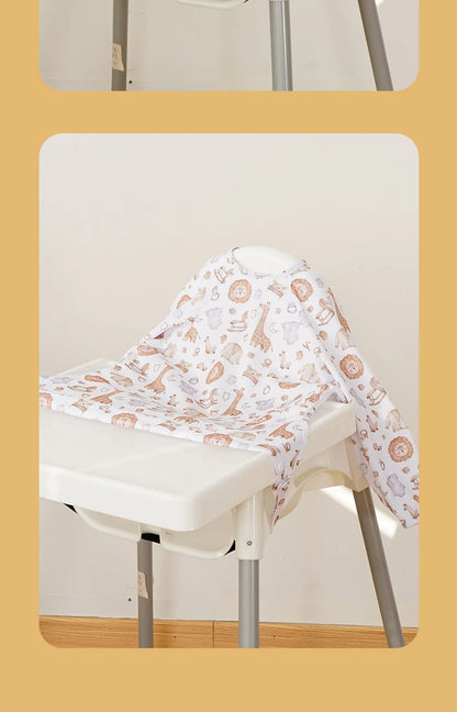 Elinfant Waterproof Baby Feeding Bibs, Cute Design Long Sleeve Mess-proof Apron Bibs