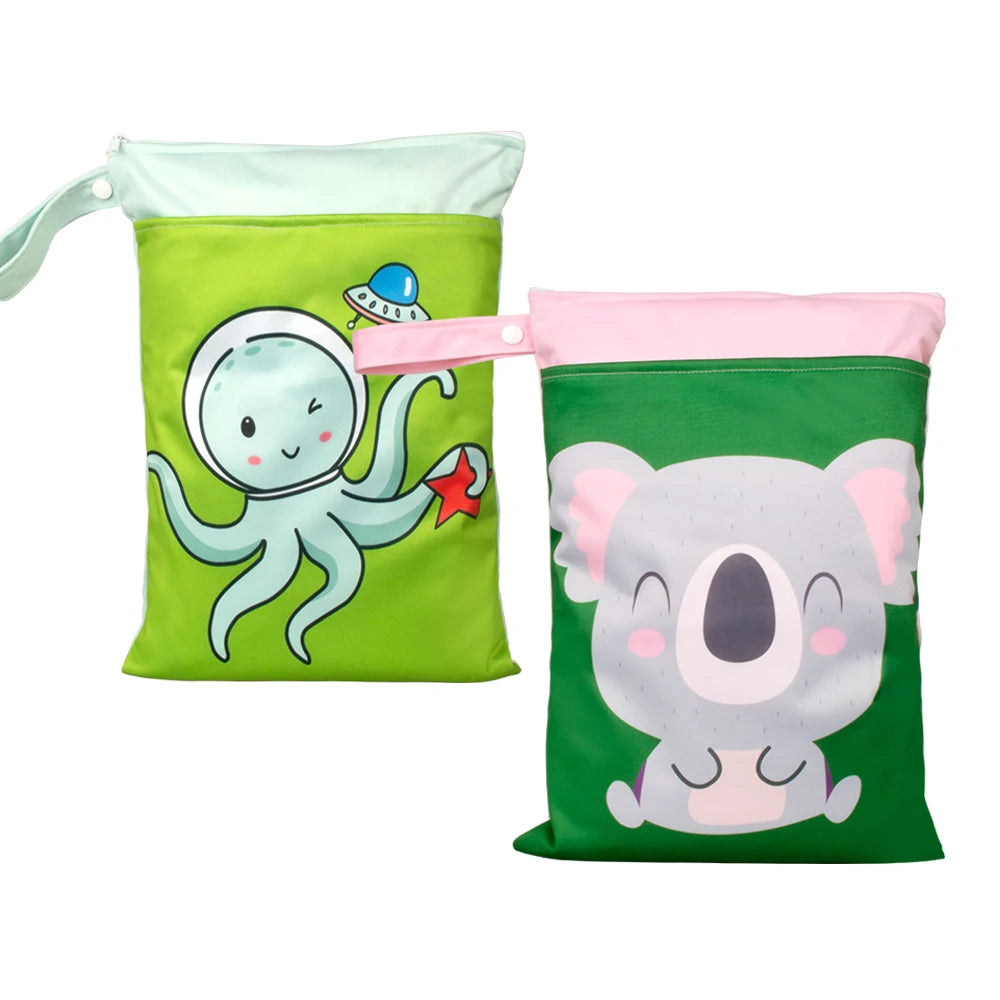 Babyshow 25x35cm Wet Dry Bag Digital Position Printed Waterproof Diaper Bag Double Zippers with Handle Mommy Bag