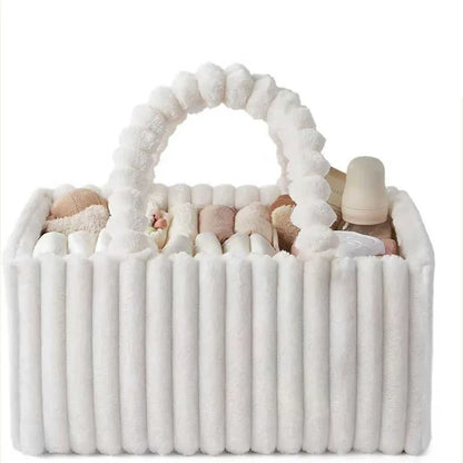 Flannel Diaper Caddy Organizer, included Gift Packaging, Cozy Nursery Storage Basket, Gift for Baby Shower, Newborn Essentials
