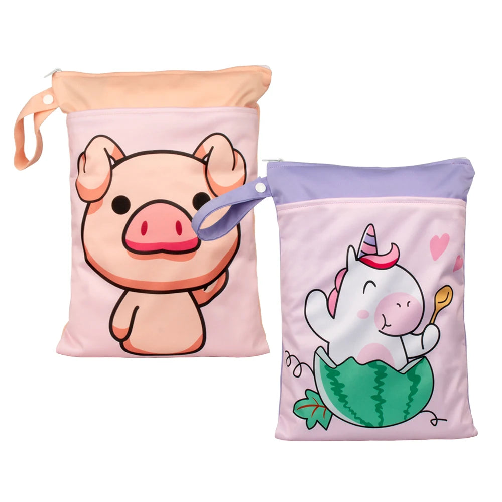 Babyshow 25x35cm Wet Dry Bag Digital Position Printed Waterproof Diaper Bag Double Zippers with Handle Mommy Bag