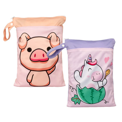 Babyshow 25x35cm Wet Dry Bag Digital Position Printed Waterproof Diaper Bag Double Zippers with Handle Mommy Bag