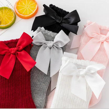 Knee High Baby Girl Socks Anti slip for Newborn Infant Toddler Bowknot Non-slip Long High Tall Cotton Blank Accessories 0-3 Year