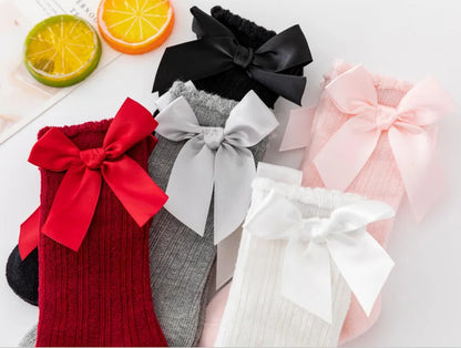 Knee High Baby Girl Socks Anti slip for Newborn Infant Toddler Bowknot Non-slip Long High Tall Cotton Blank Accessories 0-3 Year