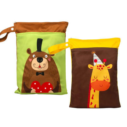 Babyshow 25x35cm Wet Dry Bag Digital Position Printed Waterproof Diaper Bag Double Zippers with Handle Mommy Bag