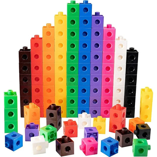 100-Piece Math Linking Cubes – Interlocking Educational Counting & Stacking Set