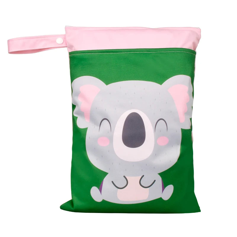 Babyshow 25x35cm Wet Dry Bag Digital Position Printed Waterproof Diaper Bag Double Zippers with Handle Mommy Bag