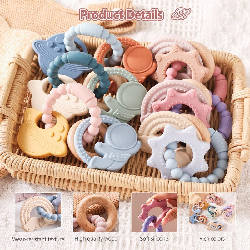 Baby Silicone Bracelet Teether Toys BPA Free Silicone Celestial Nursing Teething Toys Food Grade Silicone Newborn Toys Gift