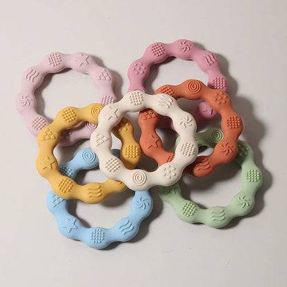 baby teether cartoon ring infant teething toy cute sensory soothing gum soft bpa free chew toy