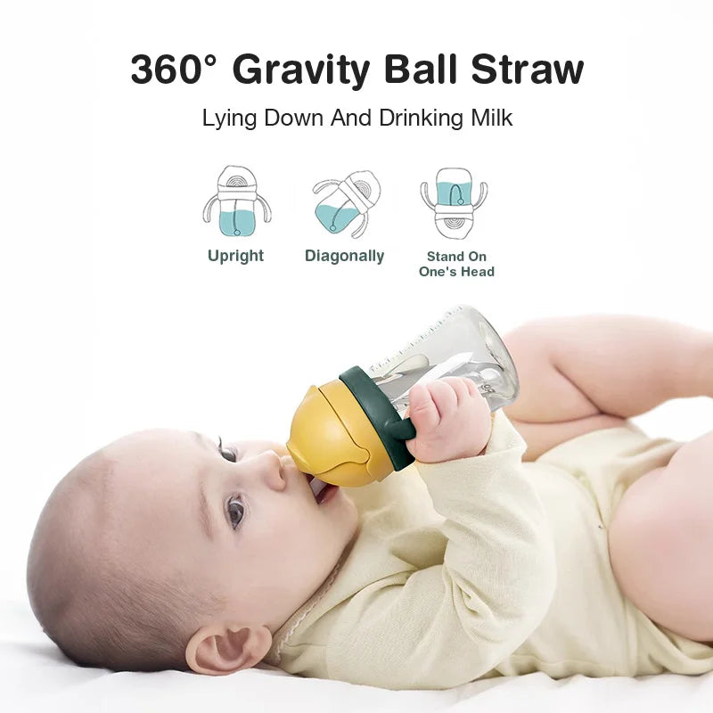 MAMIJOY 250ML Baby Water Cup Handle With Straw＆Dust cover＆Gravity Ball Learning Drinking Cup Children's Water Cup BPA Free BY02