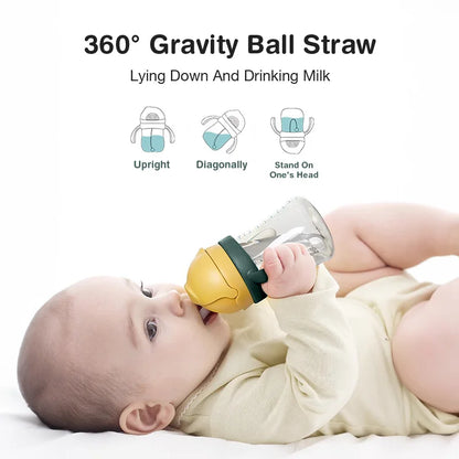 MAMIJOY 250ML Baby Water Cup Handle With Straw＆Dust cover＆Gravity Ball Learning Drinking Cup Children's Water Cup BPA Free BY02