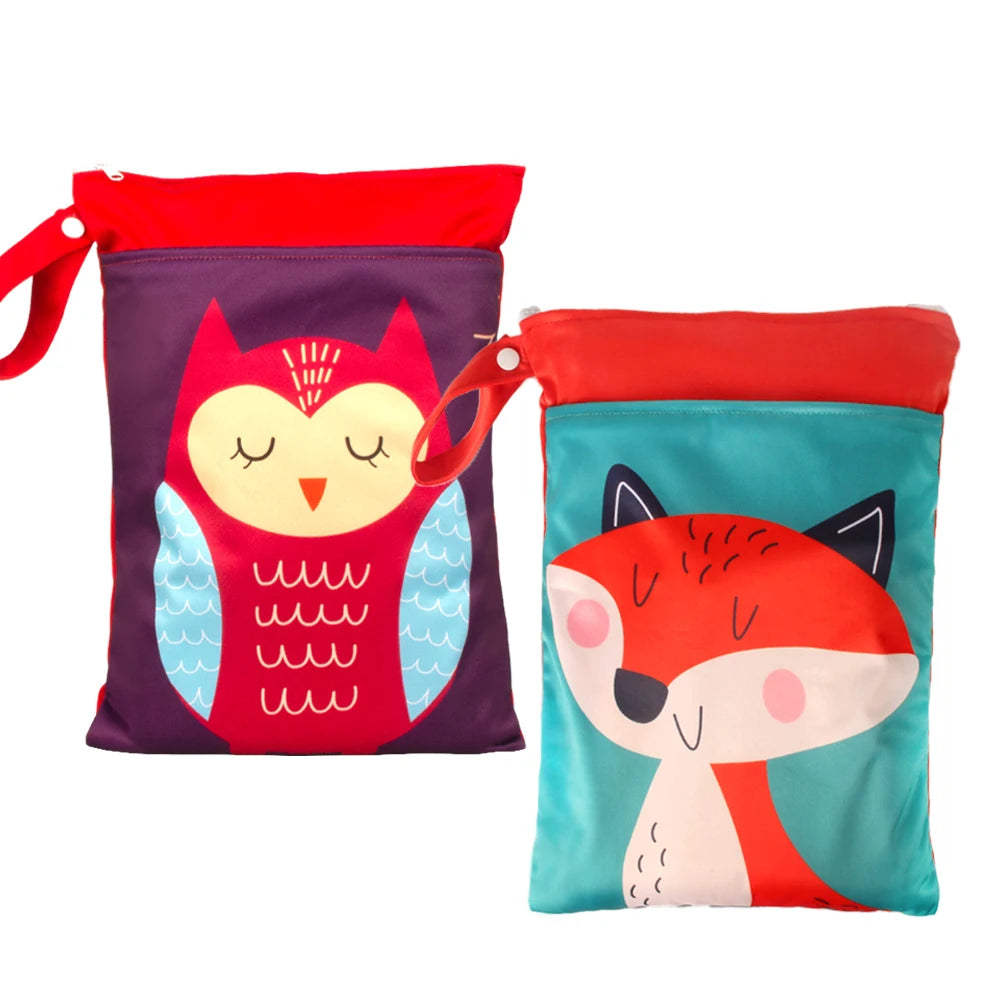 Babyshow 25x35cm Wet Dry Bag Digital Position Printed Waterproof Diaper Bag Double Zippers with Handle Mommy Bag
