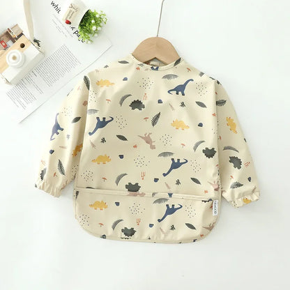 Baby Soft Waterproof Bib Kid Long Sleeves Adjustable Feeding Cloth Little Boy Girl Painting Smock Child Meal Eating Apron