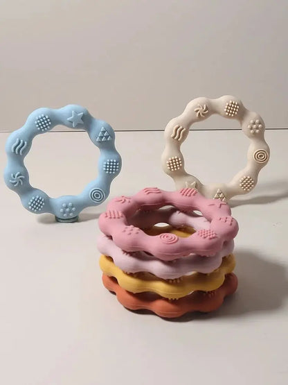 baby teether cartoon ring infant teething toy cute sensory soothing gum soft bpa free chew toy