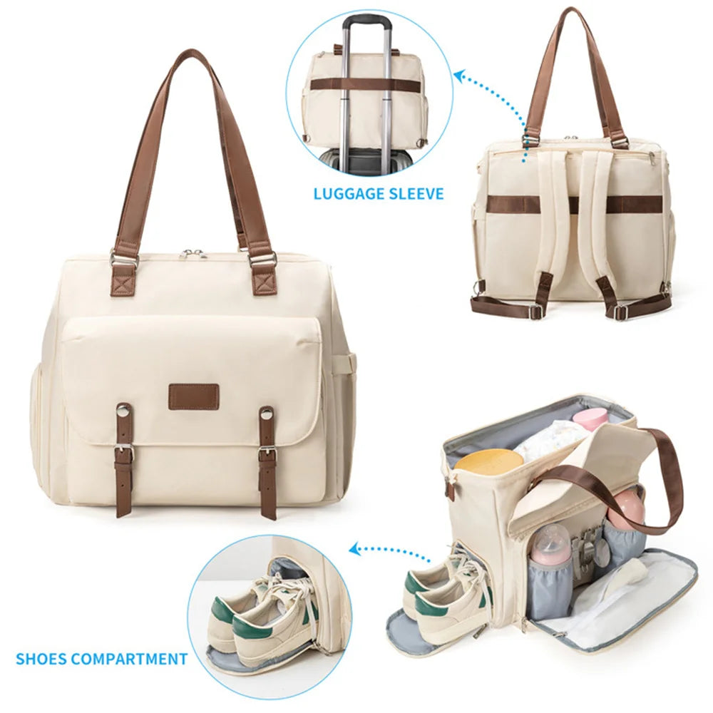 Large Capacity Mommy Bag Lightweight Maternity Backpack Multi-functional Polyester Crossbody Bag Outdoor Travel Baby Organizer