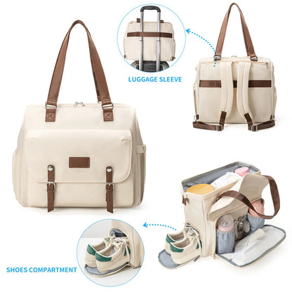 Large Capacity Mommy Bag Lightweight Maternity Backpack Multi-functional Polyester Crossbody Bag Outdoor Travel Baby Organizer