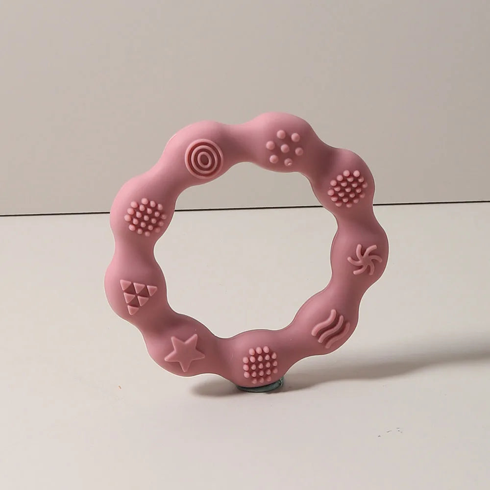 baby teether cartoon ring infant teething toy cute sensory soothing gum soft bpa free chew toy