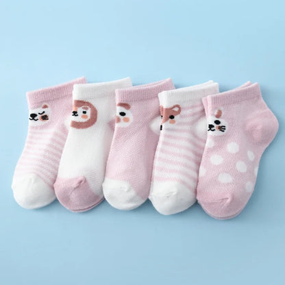 5Pairs/lot Infant Baby Socks For Girls Boys Summer Mesh Thin Baby Socks Cotton Casual Print Newborn Toddler Boy Sock 0-24Month