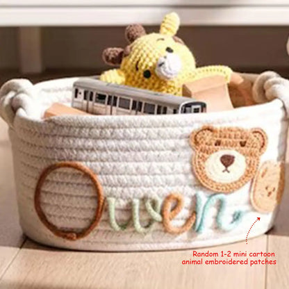 1pc Personalized Letter Handmade Cotton Rope Storage Basket, Party Gift Basket, Multifunctional Storage Basket, Easter Gift