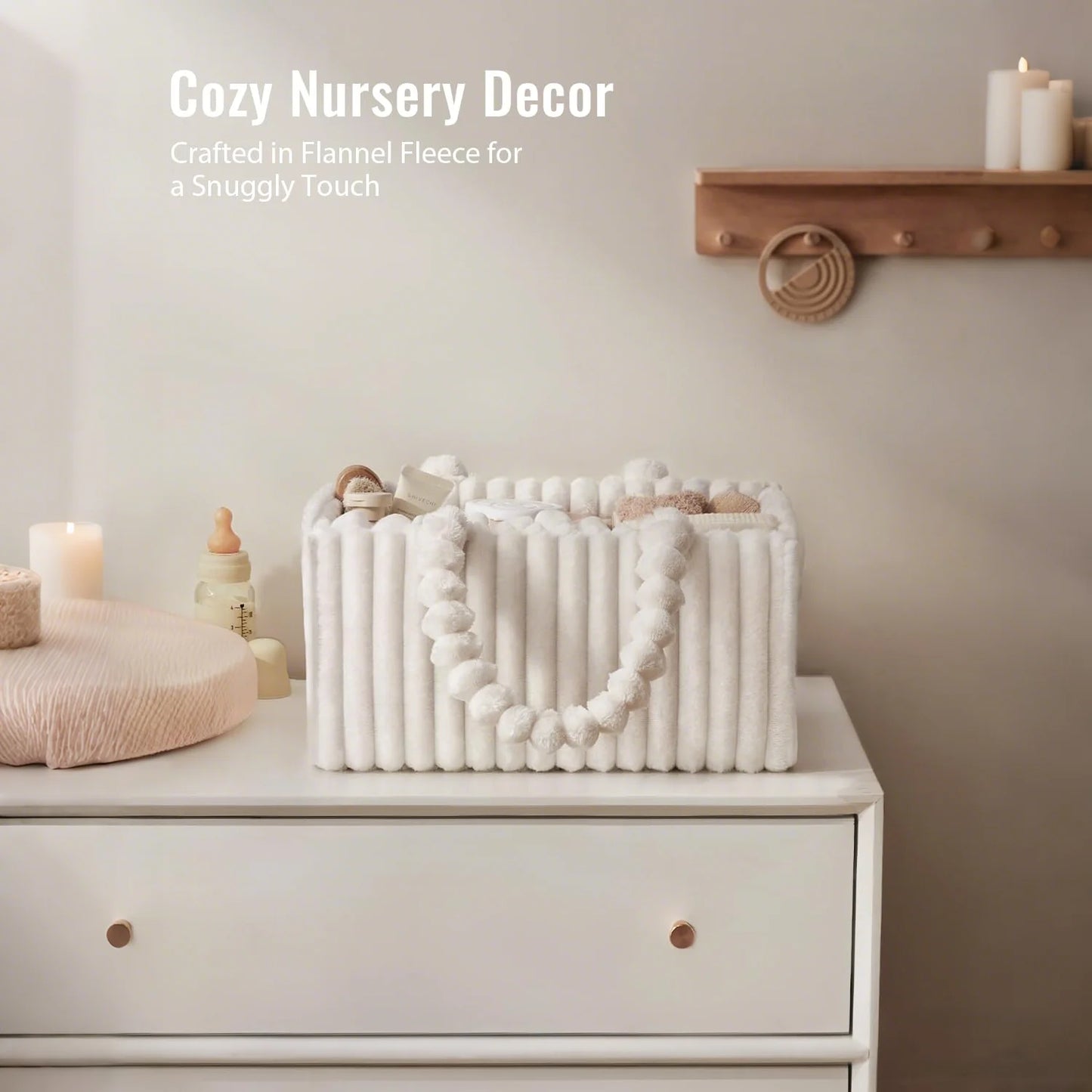 Flannel Diaper Caddy Organizer, included Gift Packaging, Cozy Nursery Storage Basket, Gift for Baby Shower, Newborn Essentials