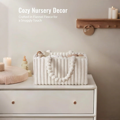 Flannel Diaper Caddy Organizer, included Gift Packaging, Cozy Nursery Storage Basket, Gift for Baby Shower, Newborn Essentials