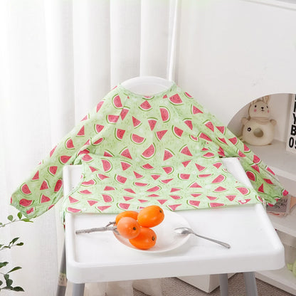 Elinfant Waterproof Baby Feeding Bibs, Cute Design Long Sleeve Mess-proof Apron Bibs