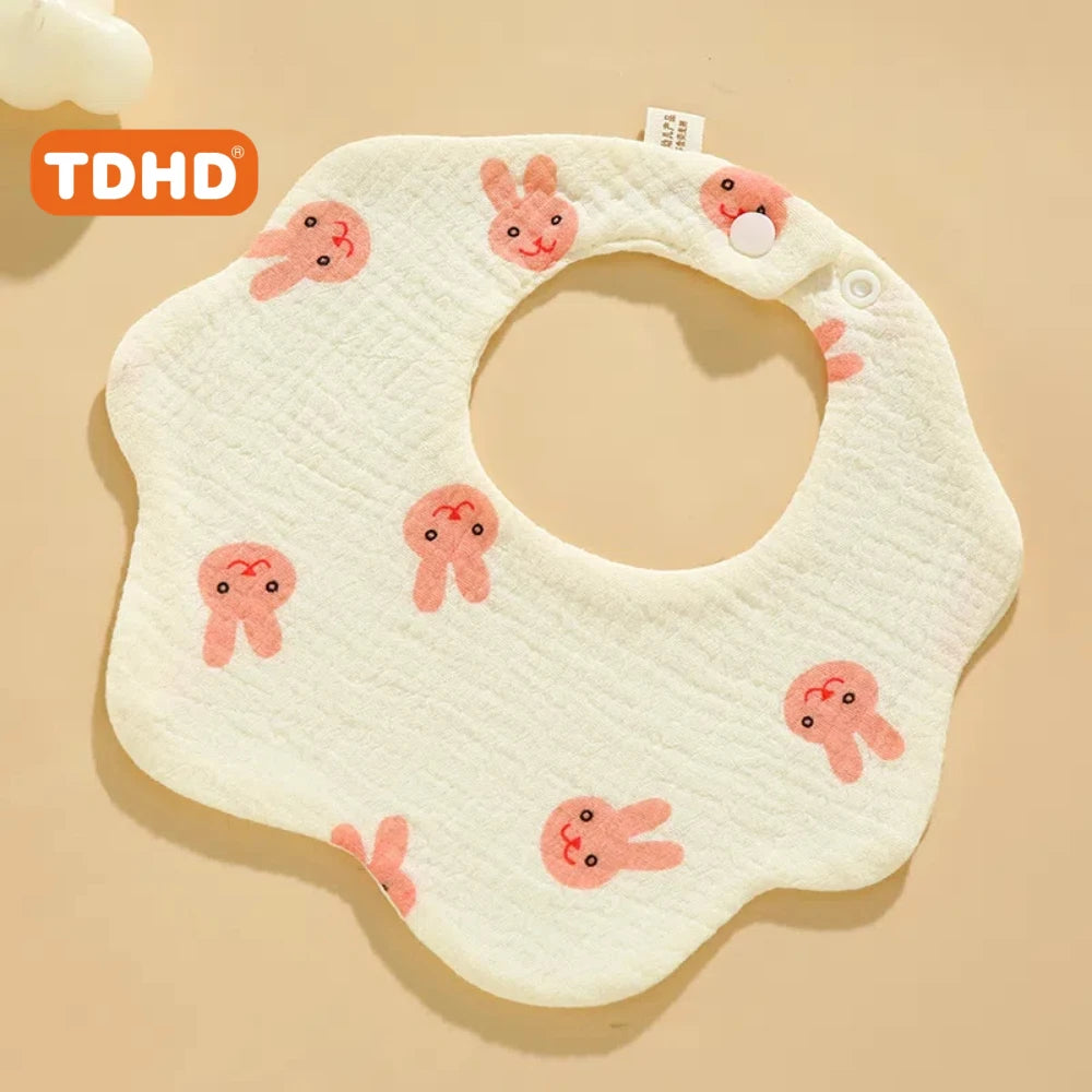 TDHD 3PCS Cotton Gauze Baby Feeding Bibs Summer Soft Petal Baby Printed Drooling Towel Newborn Toddler Baby Burp Cloth Children'
