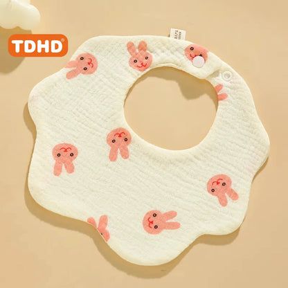 TDHD 3PCS Cotton Gauze Baby Feeding Bibs Summer Soft Petal Baby Printed Drooling Towel Newborn Toddler Baby Burp Cloth Children'