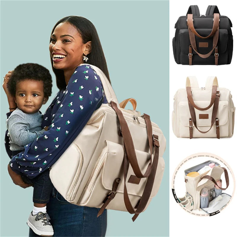 Large Capacity Mommy Bag Lightweight Maternity Backpack Multi-functional Polyester Crossbody Bag Outdoor Travel Baby Organizer