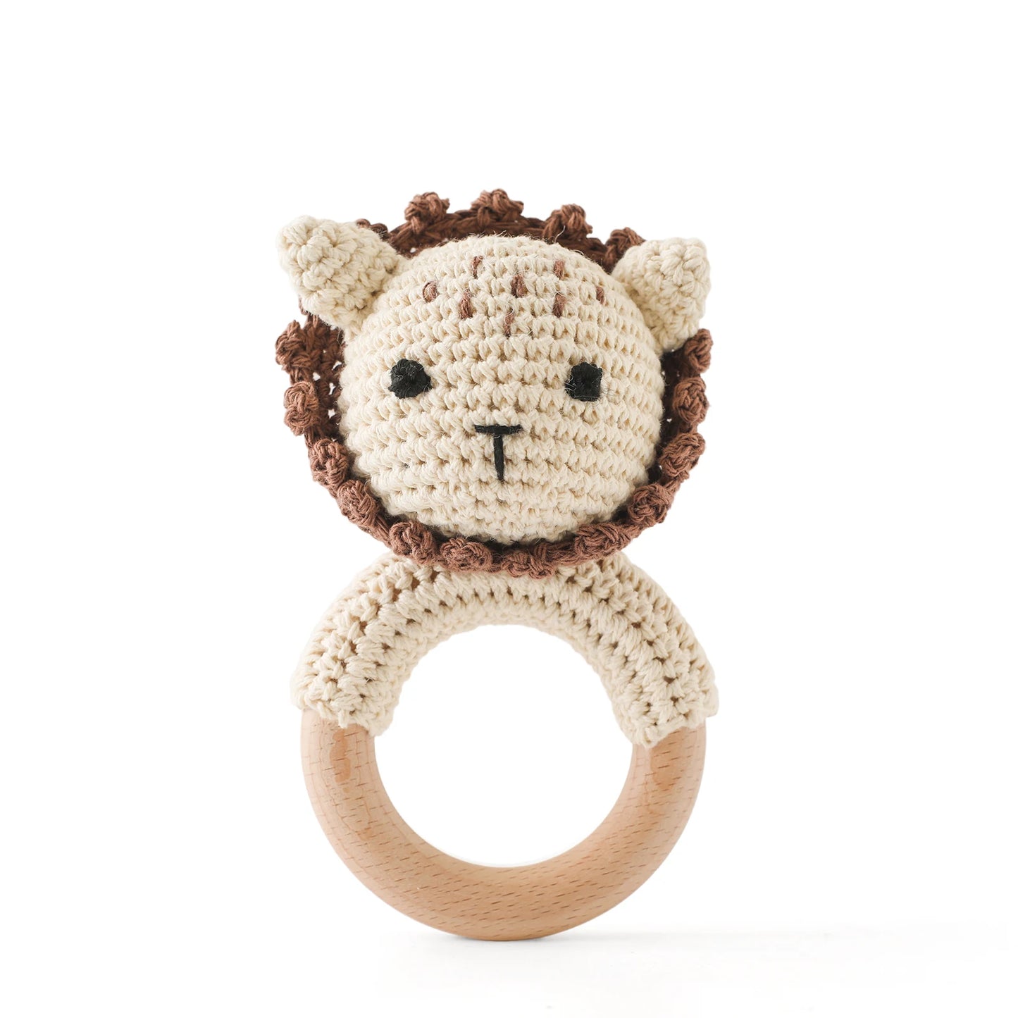 1pc Baby Teether Music Rattles for Kids Animal Crochet Rattle Elephant Giraffe Ring Wooden Babies Gym Montessori Children's Toys