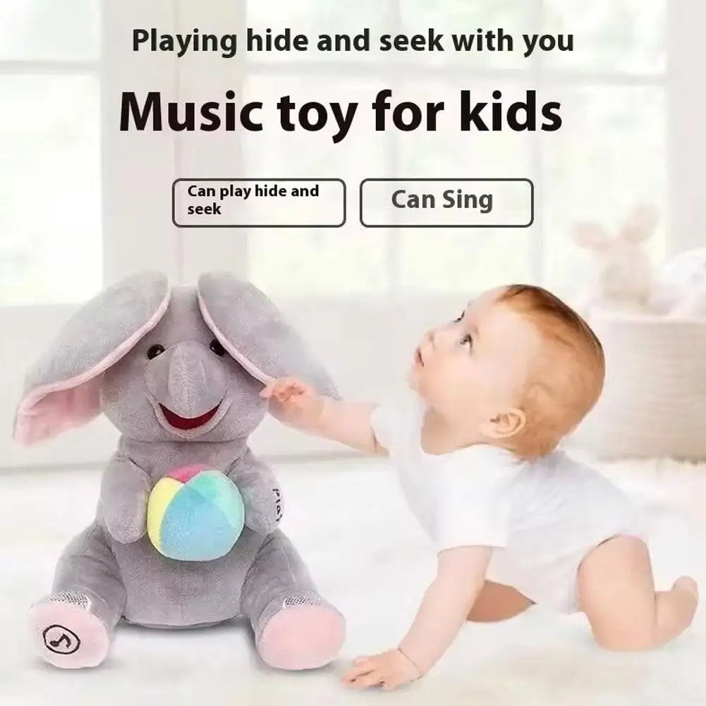 Hide-and-seek Elephant Plush Toy Flapping Ears With Cheerful Songs Elephant Soft Soothing New Born Gift For 3-12 Months