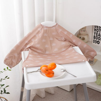 Elinfant Waterproof Baby Feeding Bibs, Cute Design Long Sleeve Mess-proof Apron Bibs