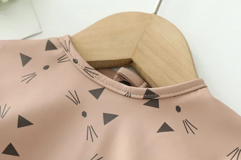 Baby Soft Waterproof Bib Kid Long Sleeves Adjustable Feeding Cloth Little Boy Girl Painting Smock Child Meal Eating Apron