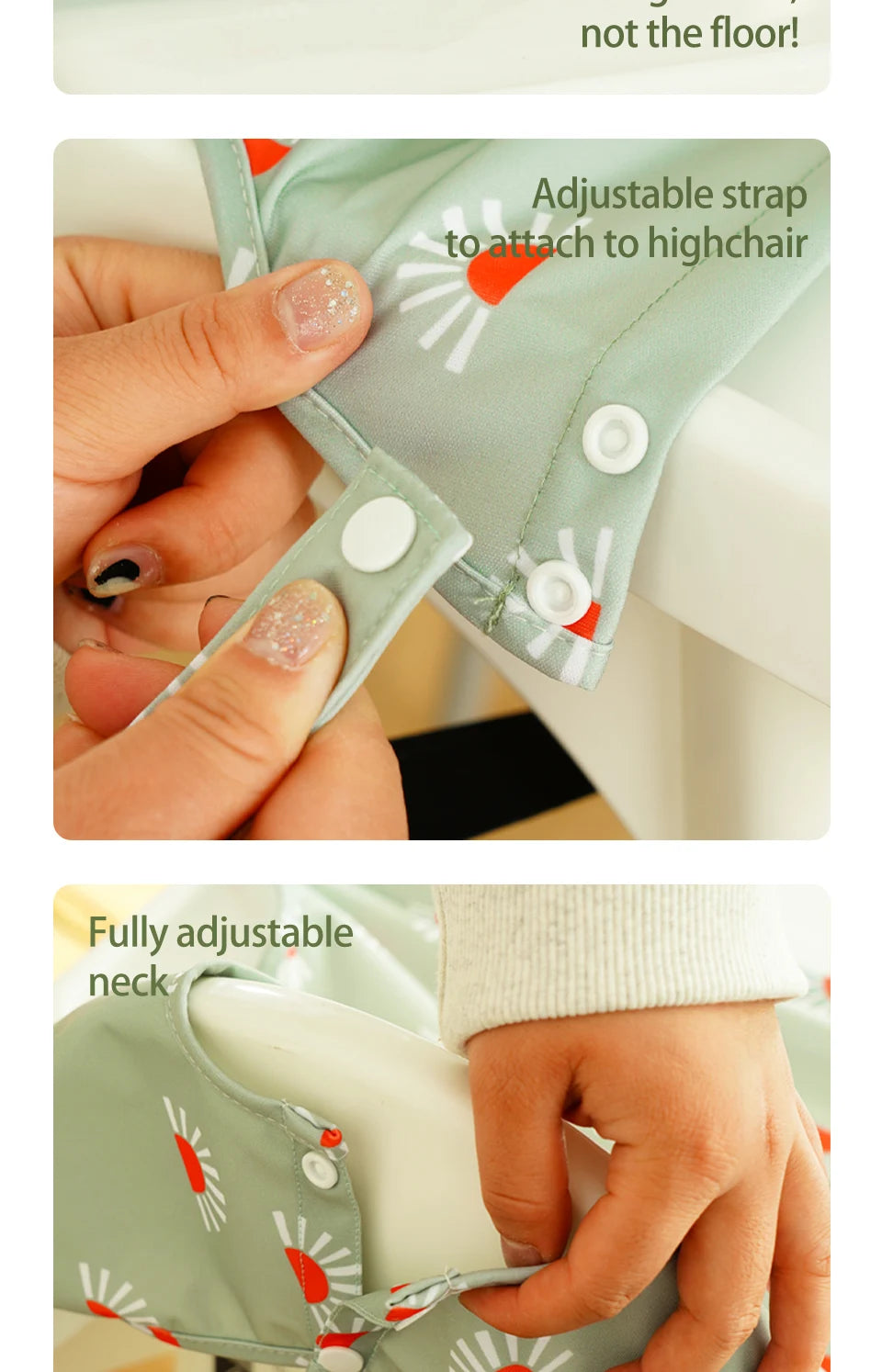 Elinfant Waterproof Baby Feeding Bibs, Cute Design Long Sleeve Mess-proof Apron Bibs