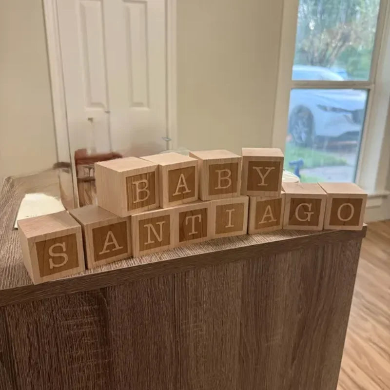 1pc A-Z Personalized Wood Name Blocks Custom Alphabet Baby Letters Natural Nursery Decor & Customizable Baby Girls Boys Gift