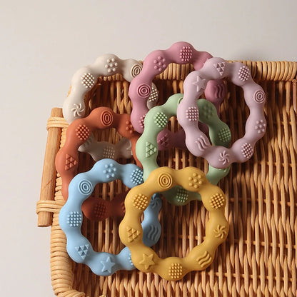 baby teether cartoon ring infant teething toy cute sensory soothing gum soft bpa free chew toy