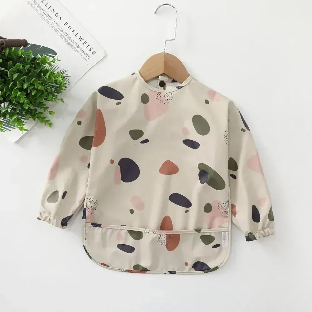 Baby Soft Waterproof Bib Kid Long Sleeves Adjustable Feeding Cloth Little Boy Girl Painting Smock Child Meal Eating Apron