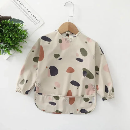 Baby Soft Waterproof Bib Kid Long Sleeves Adjustable Feeding Cloth Little Boy Girl Painting Smock Child Meal Eating Apron