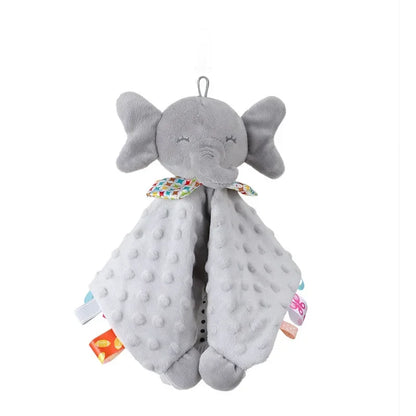Personalised Baby Elephant Security Blanket Organic Cotton Comforter with Silicone Teether Infant Shower Gift