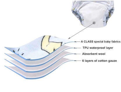 Baby Cotton Potty Training Pants Toddler Reusable Diapers Panties Ecological Washable 6 Layer Waterproof Cloth Nappies Underwear